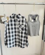 价格P：衬衫 背心 P90 品名：Alo格纹贴布Logo亚麻衬衫背心两件套 尺码：M.L 颜色：黑色 灰色 搭配公式抄作业，姐妹们！这套给我锁定。胸垫小心机亮点