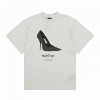 balenciag* 巴黎世家 高跟鞋印花短袖 胸前椭圆机直喷印花 无色差效果立体 廓形裁剪 码数Xs-L