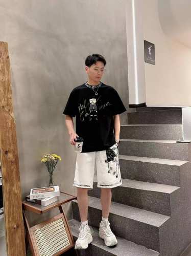 dg* 5S 手绘定制标 春夏新款休闲短裤 ，舒适度极好，手触感强烈。辨识度极高 定制进口面料 色泽清新 做工精细 码数 S 3Xl