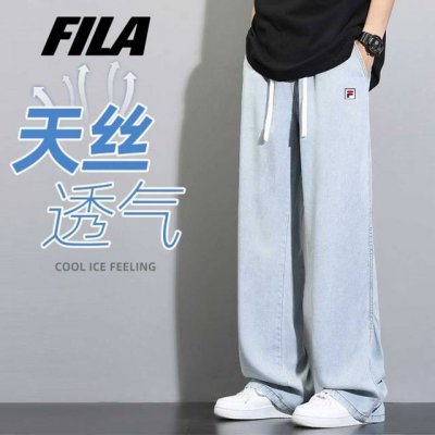 fila 斐乐春夏常规薄款直筒敞口水洗拖地牛仔裤，潮流个性，经典百搭情侣款。 上身一眼炸 必须来一条万能百搭神裤 透气 炒鸡酷！！！ 高级水洗牛仔面料 大厂做工