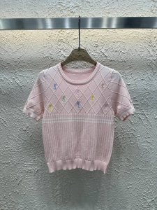 上新 款号:82634 ysl 25夏季新款刺绣字母圆领针织短袖