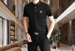 v*Rsace 范思哲2025春夏新款原单男士翻领短袖Polo衫T恤 爆款 简洁时尚百搭 高端品质 无缝包边 胸前烫印美杜莎Logo图案设计 定制进口双股丝光珠