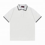 Guccl 古驰 2025新款 字母贴布刺绣黑白拼领 双G字母Logo 男女同款 休闲polo衫 定制珠地面料 领标吊牌主唛三标齐全 颜色：白色 尺码：S M