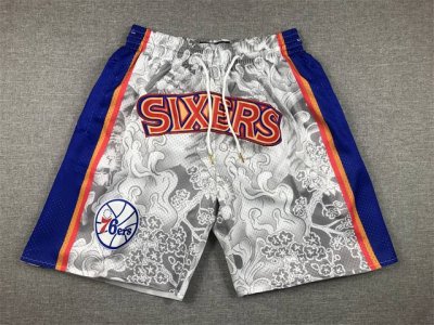 款号K143 顶级刺绣版本 76人虎年版本口袋裤篮球短裤 Just Don Nba 球队球裤系列单品 -定制优质网眼布面料，Dri-Fit 技术导湿速干， 防静