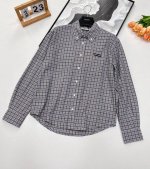 Miumi* 25Ss春夏新款 知识分子微标格纹长袖衬衫丨独家Yb开发！高版出品！定制色织面料 饰有品牌标识贴饰 翻领领口 纽扣开合 宽松直筒版型 学院风做工品