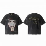 Vt968 致敬图派克Tupac说唱歌手2pac人像Big Face数码直喷印花复古水洗做旧短袖T恤 小领口设计 白墨数码直喷印花 高街复古重磅Vintage短