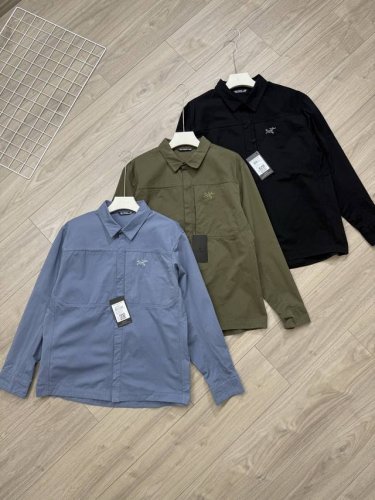 丶上新 始祖鸟衬衫外套 细节图 Arc'teryx 始祖鸟 三色Cronin Cotton Overshirt 弹力纯色小Logo翻领衬衫夹克外套男女同款 拼接