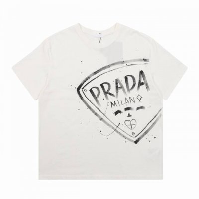 prada 普拉达 渐变水洗手绘字母圆领短袖 Size：S-L