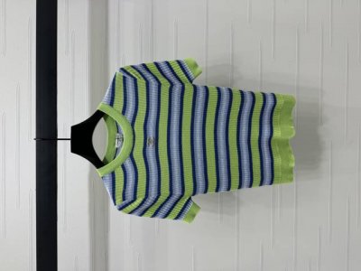 上新原单高端品质 Chane* 2025春夏最新系列！复古撞色条纹针织短袖！定制Yb进口纱线材质 质感十足 弹力舒适 透气好穿 圆领针织短袖剪裁 修身版型万能百