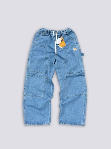 K034 Carhartt Wip卡哈多口袋日系工装风卡哈家联名系列卡哈特解构主义反转双膝牛仔裤 定制原版Logo扣，Ykk拉链门襟，顺滑易拉！ 很多位置都有套