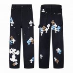 chrome Hearts 克罗心 25Fw Ch工装伐木大十字架拼皮限量发售牛仔裤 克罗心里面颜色最能打的裤子啦啦啦 采用珠帆布面料 重工水洗使面料上身更有质