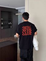260G重磅纯棉 Nike 耐克 Nk 红色波浪线条 涂鸦 潮流 短袖T恤 男女同款 半袖 情侣款 面料工艺： 1.260G重磅纯棉，100%棉，恰到好处的克重