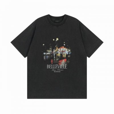 balenciaga 巴黎世家2025 Ss 巴黎夜景复古水洗做旧直喷印花短袖T恤 本市场No.1的质量 真正天花板品质 全部原版开发注意细节图 避免被盗图商家