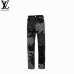 Louis Vuitton 路易威登 菲董联名马赛克棋盘格牛仔裤 轻奢主义 正确版本 原版一致 定制原版斜纹全棉牛仔面料，定织渐变马赛克格子面料，牛仔上字母提花