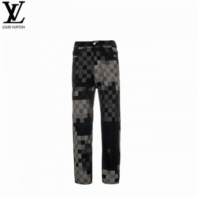 Louis Vuitton 路易威登 菲董联名马赛克棋盘格牛仔裤 轻奢主义 正确版本 原版一致 定制原版斜纹全棉牛仔面料，定织渐变马赛克格子面料，牛仔上字母提花