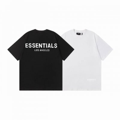 fear Of God Fog Essential 复线经典洛杉矶限定款后背双排反光字母 Logo 印花情侣圆领短袖T恤 Color：黑色 白色 Size：S
