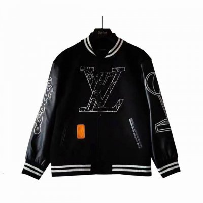 实拍细节图+尺码表 Louis Vuitton 路易威登 拼皮袖棒球服夹克外套 男女同款厚度适中 秋冬穿着这样一件呢子棒球服会不会很帅！明星同款，一秒Get明星