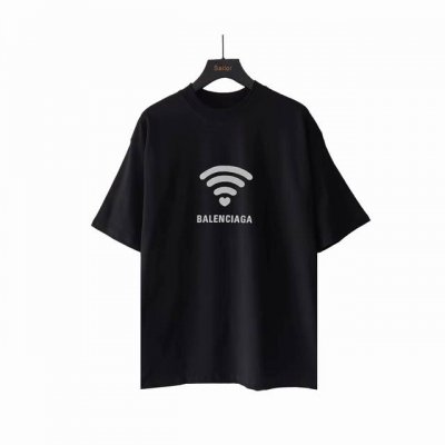 实拍细节图+细节图 巴黎世家 Balenciaga Wifi520限定短袖 椭圆机进口绒面发泡浆工艺 厚感度十足 还原正品印花厚度 不单单是胸前绒面印花 侧面看