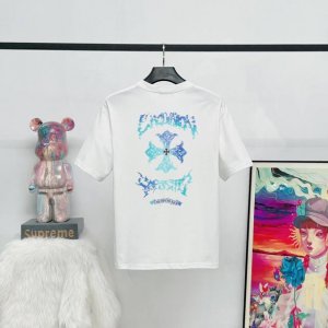 款号;K01 原版原标 潮酷克罗心马蹄花黑白色短袖T恤进口胶桨印花立体效果极佳 面料采用高克重250克 正确板形 黑白两色S-Xl