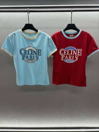2660 Spring And Summer ！Celin*，撞色字母T恤， 减龄又好看，夏天的颜色， 简直不要太可爱，质感在线， 完美细节处理！ 两色，三码！