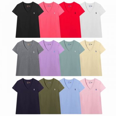 上新 Ralph Lauren拉夫劳伦V领小马刺绣短袖T恤 现货 品质保证 随意对比 Size：Xs S M L 颜色：白色 黑色 紫色 藏蓝 军绿 粉色 灰色