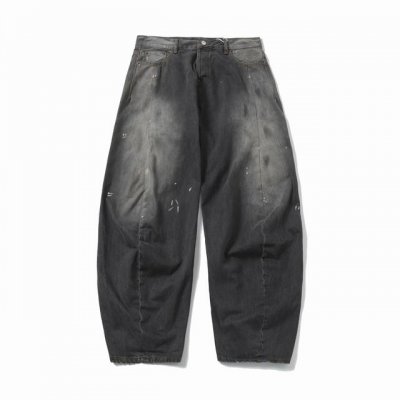 6002# Acne Studios25Ss新款Ac新品弯刀神裤版型.显瘦裤.重工泼墨水洗马骝工艺.男女同款.直筒裤. 码数：Xs.S.M.L.Xl