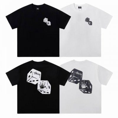 stussy斯图西 皇冠骰子印花 夏季新款高品质宽松圆领短袖T恤 男女情侣款 面料：重磅纯棉300G双纱精梳紧密赛络纺 工艺：Os宽松版型偏大，重磅质感精梳棉面