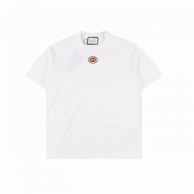 gucci 古驰 25Ss 领口刺绣短袖T恤 面料采用定制240G 26支特滑双股精棉平纹高密无尘全棉布料 前幅高密度加厚 走线平整 代工品质 全套定制辅料 尺