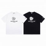 上新款号：M1073 2025早春Moncler 蒙口 官网同款印花图案 双纱纯棉短袖 - 260G双纱纯棉顶级面料 手感柔软 百分百纯棉独家出货 定染硫化黑无