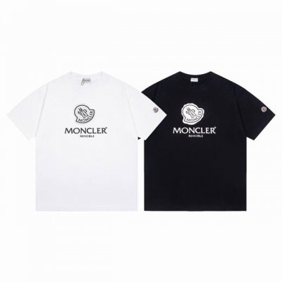 上新款号：M1073 2025早春Moncler 蒙口 官网同款印花图案 双纱纯棉短袖 - 260G双纱纯棉顶级面料 手感柔软 百分百纯棉独家出货 定染硫化黑无