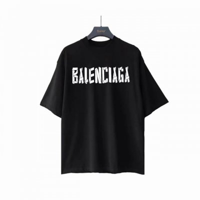 实拍细节图+尺码表 Balsenciaga巴黎世家高版爆裂金属材质字母硅胶立体工艺短袖 最高版本！定制面料270克100%双纱棉！字母硅胶爆裂痕立体工艺设计！