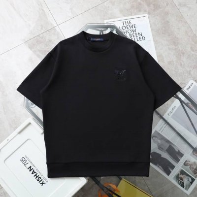 上新 纯原臻品 顶级复刻 Louis Vuitton Lv路易威登 新款烫钻双倍空气层休闲圆领短袖T恤 颜色：黑色 购入原版开模打造，全套定制辅料，细节决定成败