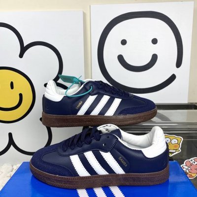 德训Hy009深蓝白 Adidas Originals Samba Og 轻松脚感 低帮板鞋 男女同款 尺码36-44