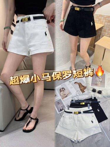 超爆小马保罗短裤，时尚与经典的碰撞！黑白双色，简约又百搭。精致小马刺绣，彰显独特格调。高腰设计搭配个性腰带，轻松勾勒腰线，提升时尚感。优质牛仔面料，舒适耐穿。无