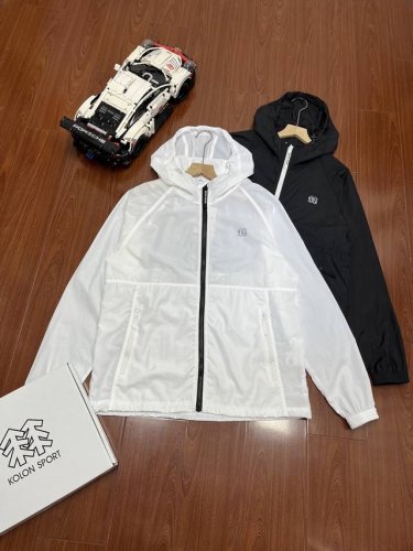 配盒装-可隆Kolon Sport 防风防水防晒速干吸汗户外连帽拉链轻量弹力皮肤衣 防水防风速干防晒夹克 男女同款Upf80+防晒衣内里全包边 得物正品1:1打