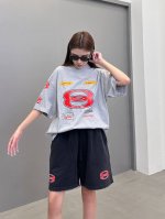 巴黎 ｜ 新款短裤，成衣洗水炒色吊磨加四面印花工艺，男女同款，100%棉，尺码Sml