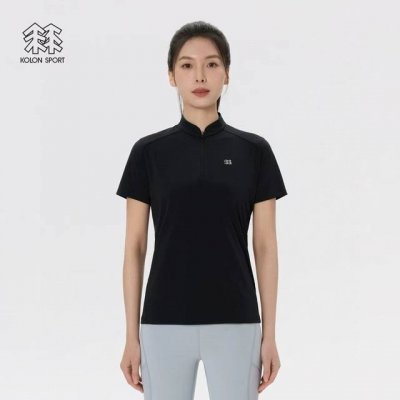 上新# 女款可隆女士半拉链短袖T恤上衣休闲运动款式Kolon Sport可隆女款半拉链短袖吸湿速干T恤亲肤透湿轻薄夏上衣Kolon Sport可隆户外休闲衣女子