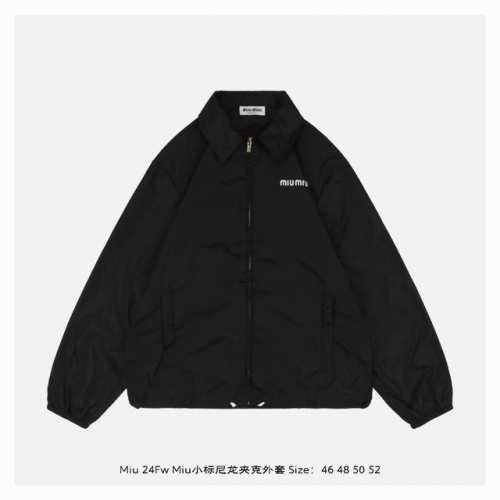 本地自取：360 miu Miu 24Fw Miu小标尼龙夹克外套 选用尼龙材质，具有轻便、耐磨、防水防风等特点，刺绣徽标作为点缀，田岛刺绣机刺绣，还原徽标精细