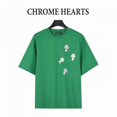 chromehearts 克罗心 25Ss 涂鸦十字架贴布刺绣水洗短袖T恤 胸口特以品牌贴布标识贴布刺绣 配以品牌Logo点缀 后背手工贴布加立体刺绣及涂鸦 整