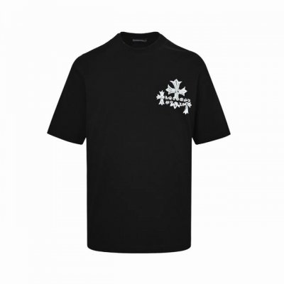Chrome Hearts 克罗心 25Ss 梵文十字架手绘做旧印花短袖 面料采用280克重精梳棉，定制32支1*1螺纹，成衣两遍水洗处理，面料舒适亲肤无异感，