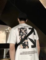 顶级版本上新 O47# -Off-White 王一博同款 小雏菊合作款 Ss24重工独家新款Ow后背花卉箭头Virgil Abloh警戒线高街复古短袖T恤 男女