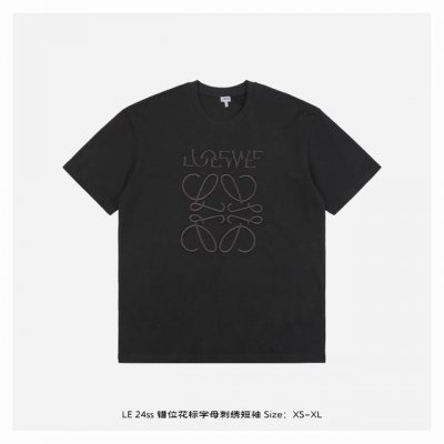 loewe 罗意威 24Ss 错位花标字母刺绣短袖 面料采用230克重精梳棉 定制32支1*1螺纹 成衣两遍水洗处理 面料舒适亲肤无异感 定制定染面料 纺织密度