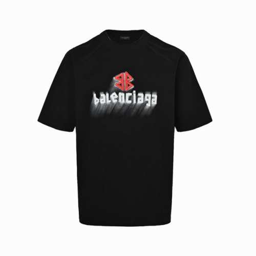 Balenciaga 巴黎世家 25Ss 双B刺绣及3D重影喷墨Logo破洞短袖 复古味十足 整体设计简洁时尚 十分大气干净 采用280G纯棉面料打造 上身柔