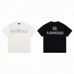 款M 巴黎120 Balenciaga巴黎世家24Ss春夏手绘字母烫钻短袖T恤 巴黎新款手写双B涂鸦字母烫钻圆领短T，高克重挺括面料，手感和质感非市面薄如纸的软