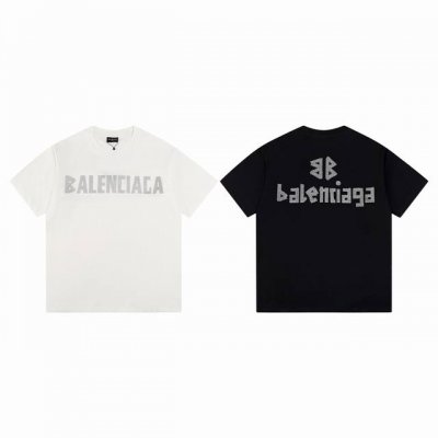 款M 巴黎120 Balenciaga巴黎世家24Ss春夏手绘字母烫钻短袖T恤 巴黎新款手写双B涂鸦字母烫钻圆领短T，高克重挺括面料，手感和质感非市面薄如纸的软
