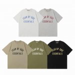 fear Of God Fog Essential 复线 24Fw 最新 弧形字母印花情侣圆领短袖T恤 Color：浅灰色 深灰色 烟灰色 木绿色 黑色 Siz
