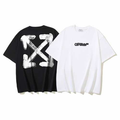 1141# Off-White纯棉260G重磅模糊Logo箭头印花短袖T恤 黑色 白色 S M L Xl