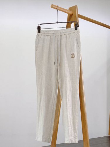 brunello Cucinelli 布鲁奈罗.库奇内利 2025Ss春夏新品 男士时尚休闲裤，臻选优质纯亚麻面料打造，经重工水洗，柔软亲肤，丝滑透气，缔造简约