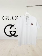 高顶级 Gucci 古驰前后刺绣圆领短袖T恤对版面料280克双纱高克重百分百精梳纯棉 提前做过预缩水1×1双纱洗水，都不会变形 男女同款 官网细节 字母Logo