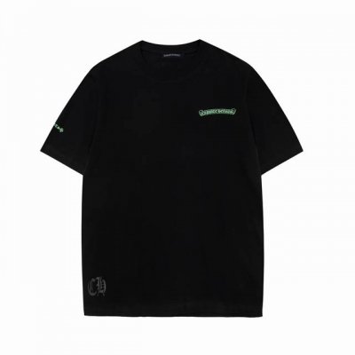 高版本Chrome Hearts 克罗心荧光绿重叠十字印花短袖！面料使用32支 克全棉双纱面料，纹路清晰可见，质感柔软细腻光滑，垂感十足！有一定厚度 非低廉材质